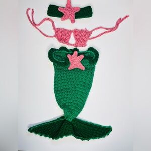 Crocheted baby mermaid outfit, one size